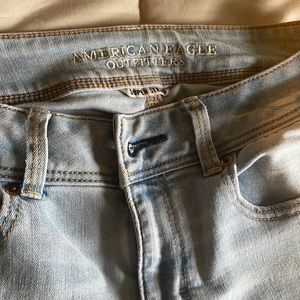 American Eagle light blue jeans kick boot size 8